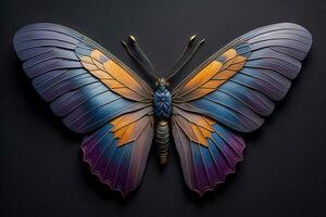 AI generated Butterfly wings on a black background. ai generated photo