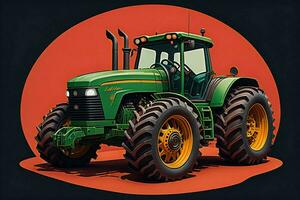 AI generated Tractor on a dark background. Vector illustration of a tractor. generative ai photo