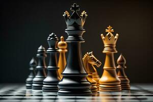 AI generated Different chess piece on a solid color background. ai generative photo