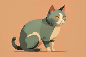 AI generated Cute cat sitting on the floor. Vector illustration in retro style. ai generative photo