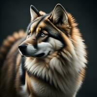 AI generated Portrait of Alaskan Malamute dog. Studio shot. generative ai photo