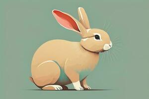 AI generated Vector illustration of a cute white rabbit sitting on a gray background. ai generative photo