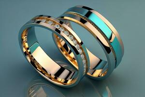 AI generated Wedding ring with diamonds on a solid color background. Jewelry. ai generative photo