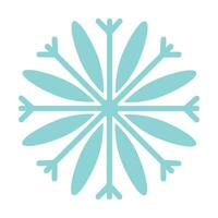 Flat symmetrical snowflake. Isolated design element. Vector illustration