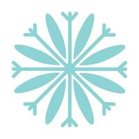 Flat symmetrical snowflake. Isolated design element. Vector illustration