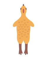 Yellow rubber chicken isolated on white background. Dog toy. Flat vector illustration