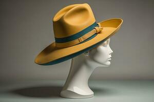 AI generated Stylish female hat on mannequin. ai generative photo