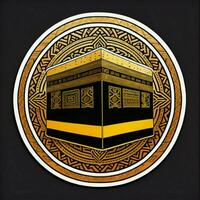 AI generated Kaaba icon on a black background. Vector illustration. generative ai photo