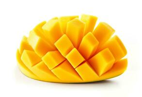 AI Generated Sliced mango isolated on white background photo