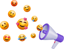 3D Megaphone with Emoticons png