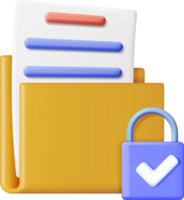 3D Document Folder with Padlock png