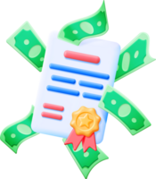 3D Certificate with Stamp and Money png