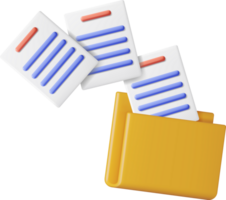 3D Business Folder Full of Papers png