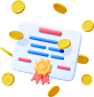 3D Certificate with Stamp and Money png