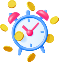 3D Clock with Dollar Golden Coins png