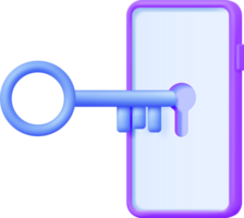 3D Mobile Phone with Key on Screen png