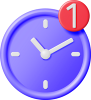 3D Round Wall Clock with Notification Icon png