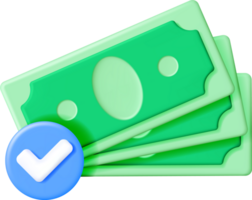 3D Stack of Money with Checkmark png