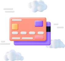 3D Bank Card in Clouds png