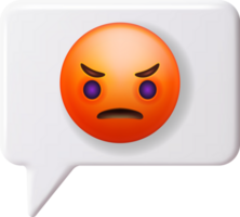 3d rood boos emoticon in babbelen bubbel png