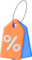 3D Tag with Percent Symbol and String png