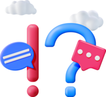 3d Question Exclamation Marks with Chat Bubbles png