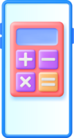 3d calculadora aplicación en teléfono inteligente pantalla png