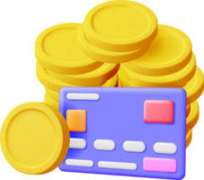 3D Bank Card and Money Stacks png