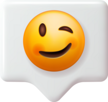 contento emoticon con strizzando l'occhio viso su discorso bolla png