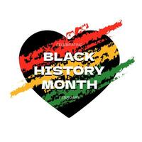 Black History Month abstract graphic square banner. African American rights and culture celebrating February. Isolated heart in grunge red yellow green flag colors. Africa and afro greeting card. Eps vector