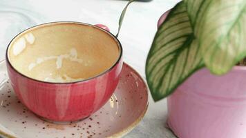 top view of empty coffee cup on table video