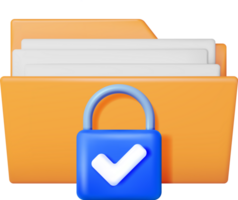 3D Document Folder with Padlock png