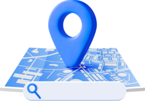 3D Location Folded Paper Map, Search Bar and Pin png