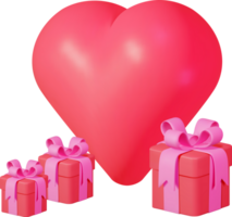 3D Red Gift Boxes with Big Heart png