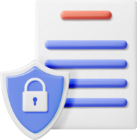3D Document with Padlock in Shield png