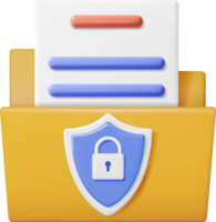 3D Document Folder with Padlock in Shield png