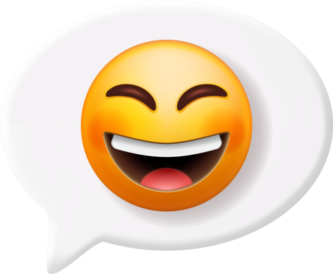 Happy Emoticon with Three Hearts in Speech Bubble 35715077 PNG