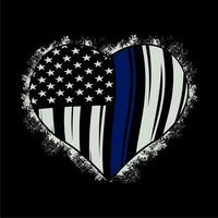 amor nosotros policía bandera, Delgado azul línea americano bandera t camisa diseño vector