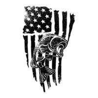 Illustration fishing american flag t shirt design vector