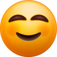 3d gelukkig emoticon blozen met glimlachen ogen png