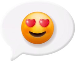 3D Emoticon with Heart Shaped Eyes Speech Bubble png