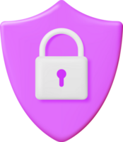 3D Shield with Padlock png