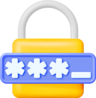 3D Password Field with Padlock png