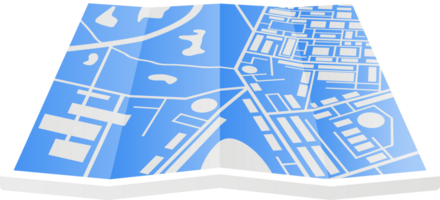 3d doblada papel ciudad suburbano mapa png