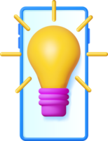 3D Light Bulb on Smartphone Screen png