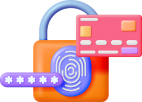 3D Padlock with Fingerprint Password and Bank Card png