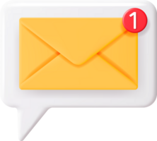 3D Mail Envelope with Notification New Message png