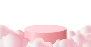 3d rosado podio con mullido nube png