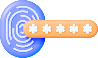 3D Locked Password Field and Fingerprint. png