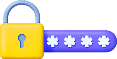 3D Password Field with Padlock png